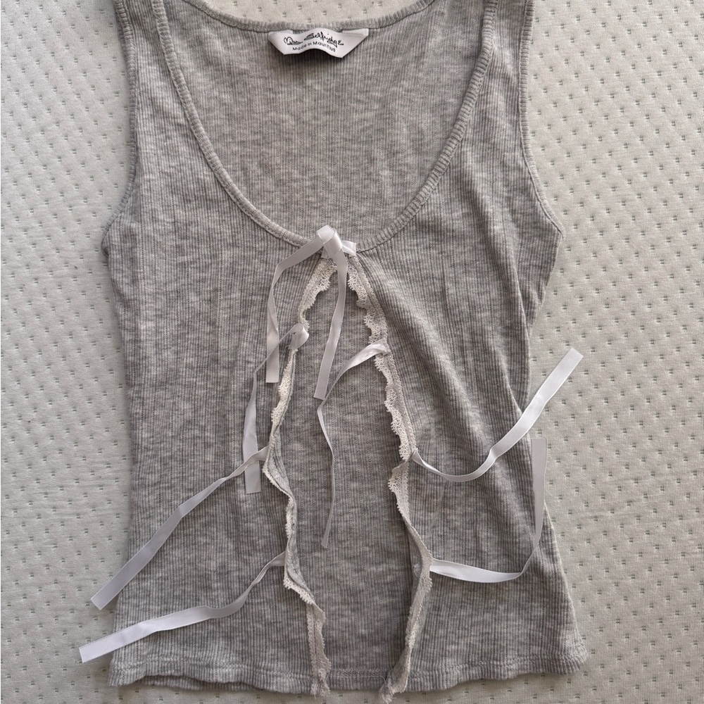 ASOS Light Gray Ribbed Top - Picture 2 of 3